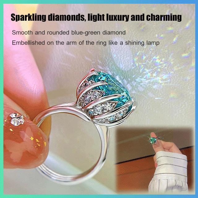 Hjemix | 6 Karat Paraiba Blågrønn Lotus Diamant Ring