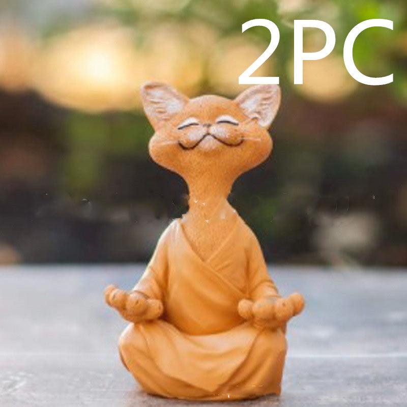 Hjemix | Lekker svart Buddha katt figur meditasjon yoga samleobjekt glad katt dekor hjem hagedekorasjon hageornament