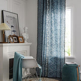 Hjemix | Blå geometrisk mønster lysfiltrerende gardin