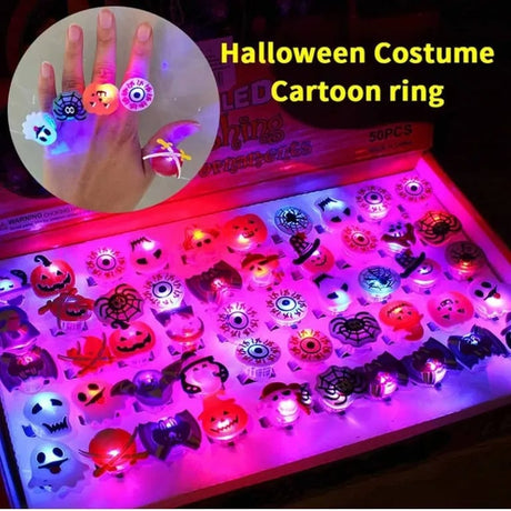 Hjemix | LED Lyskilde Halloween Glødende Ring - Sett med 50stk
