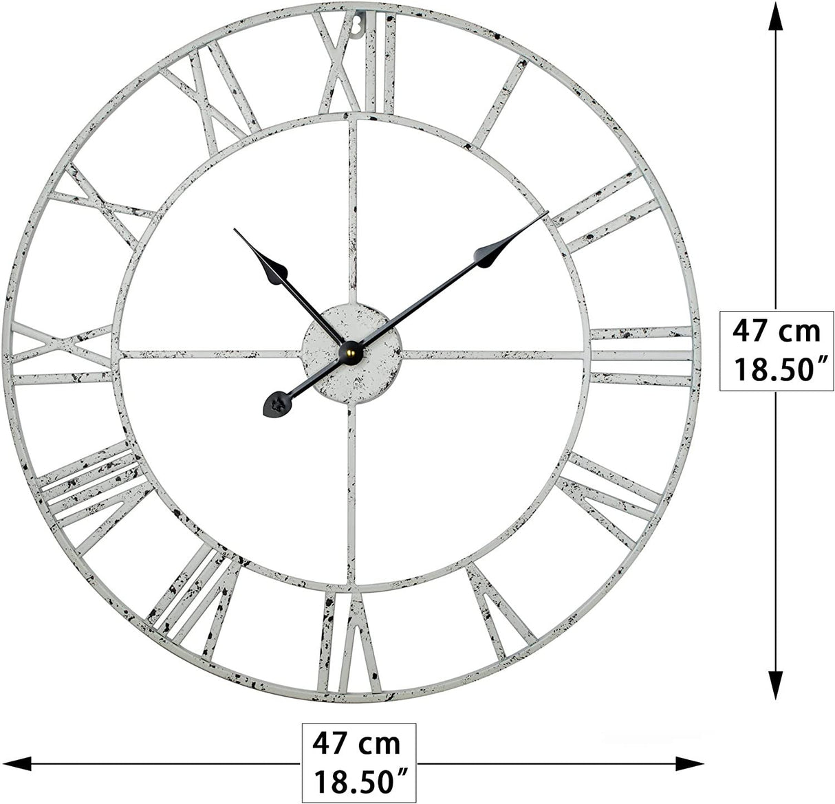 Rustikk hvit metallklokke