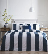 Luksus Marineblå Bomullsstripete Sengetøy Sete