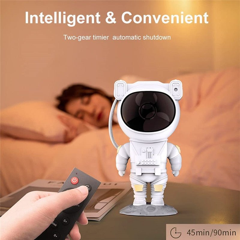 Hjemix | Galaxy Star Projector Nattlys - Astronaut Tema Romdekor, Stjernespektrum Lampe for Soverom Dekorasjon og Unik Gaveidé
