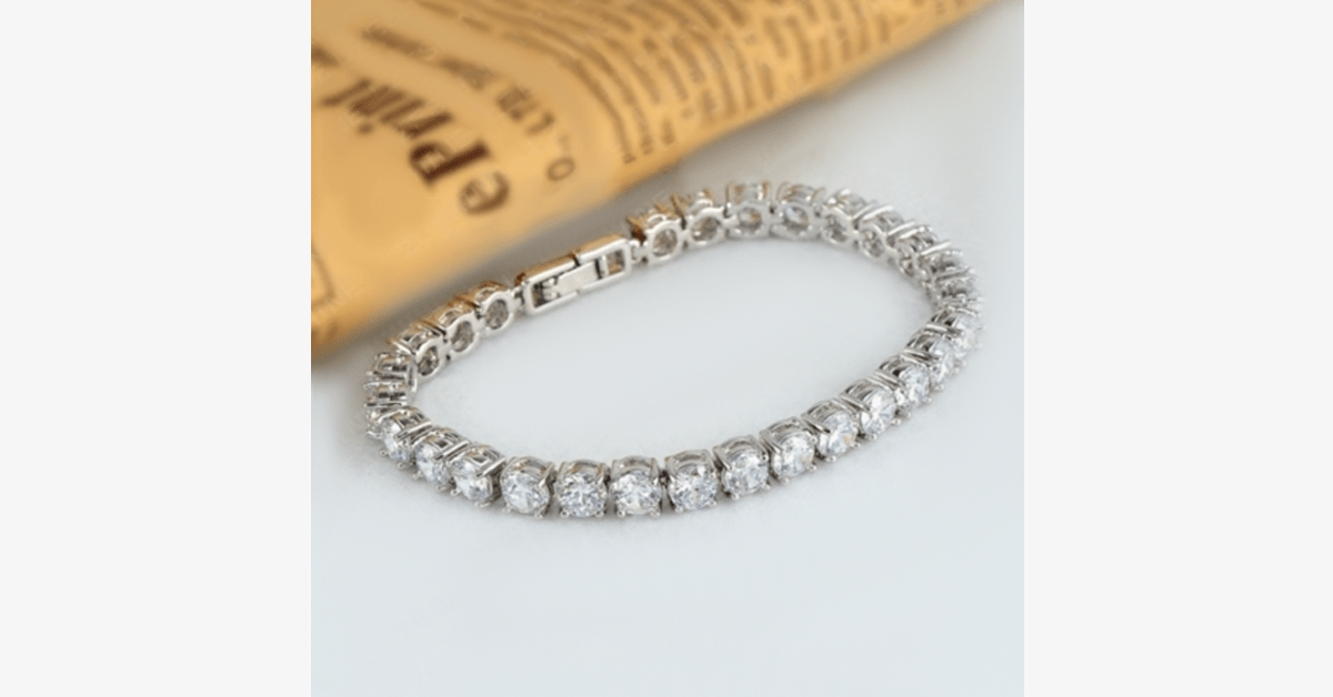 Hjemix | Diamond Eternity Armbånd i Sølvfarge - Rundt Klipt Diamant Zirkon-Steiner - La Deg Se Fantastisk Ut