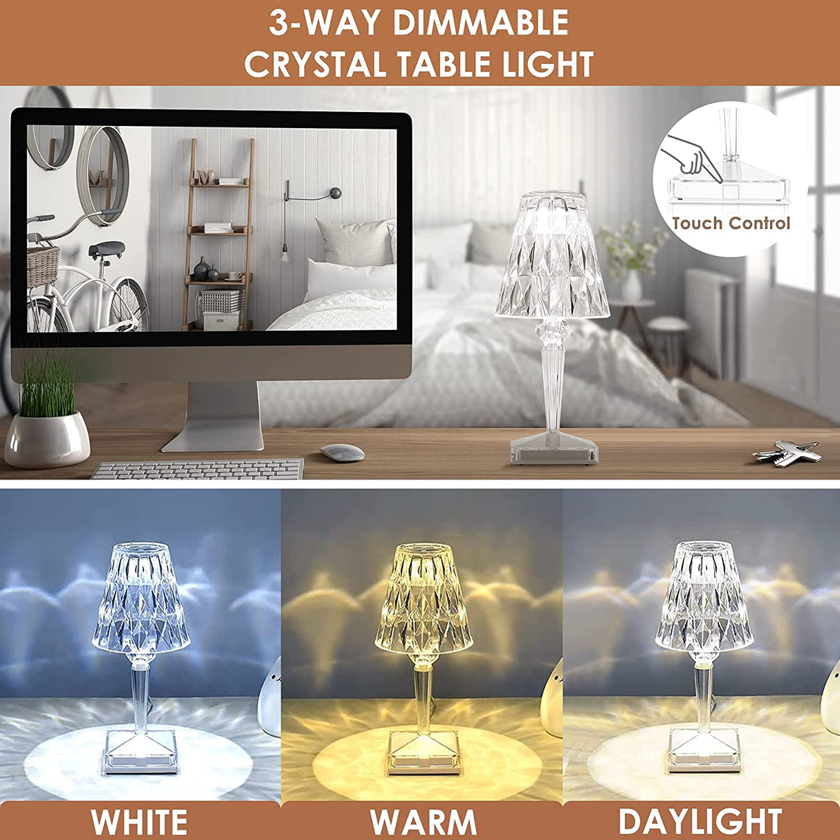 Hjemix | CrystaLamp - LED Bordlampe laget av Diamantkrystall
