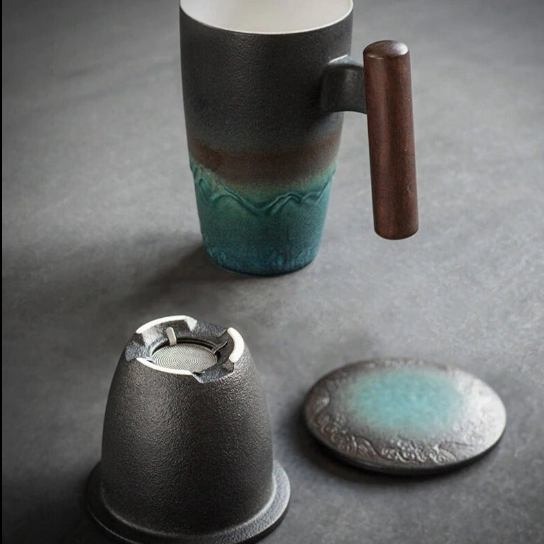 Hjemix | Stor kopp, keramisk tekopp med lokk. Stor tekopp med lokk