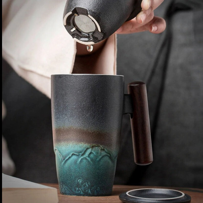 Hjemix | Stor kopp, keramisk tekopp med lokk. Stor tekopp med lokk