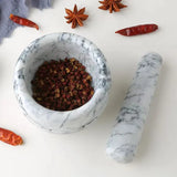 Hjemix | Marmor Morter og Støter; Størrelse: 13*13*9cm; Støter: R5*15cm;