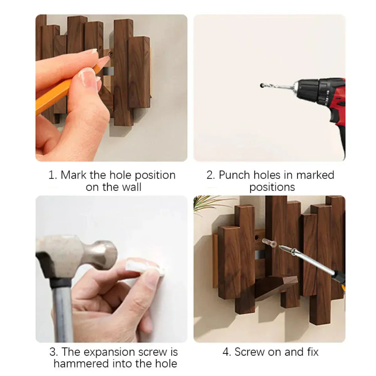 Hjemix | piano veggjakke i tre – Praktisk og elegant for å organisere inngangen din