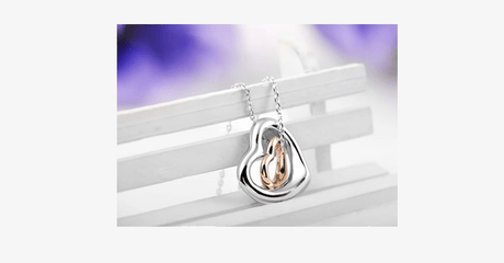 Hjemix | Dobbel Hjerte Gull-Sølv Belegg Anheng - Fasjonabel Hummerlås Gullbelagt Anheng for Deg