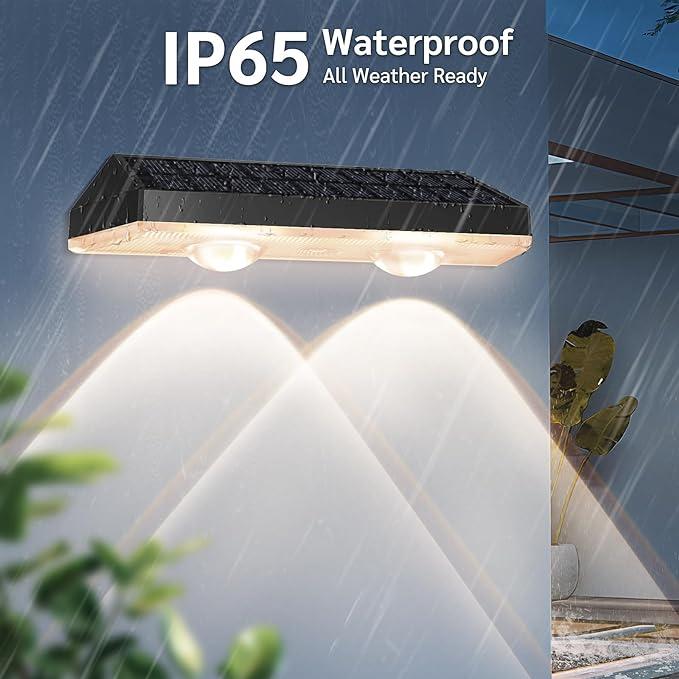 Hjemix | Solcelle innendørs lys utendørs varm hvit & RGB skiftende solcelle terrasse lys, LED solcelle lys for utendørs vegg rekkverk terrasse trapp trinn hage bakgård