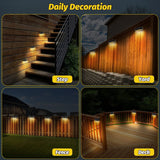 Hjemix | Solgjerde lys utendørs vegglamper Vanntett IP65, Varm hvit & RGB 8 spesifikke faste farger for gjerde vegg trinn dekk patio