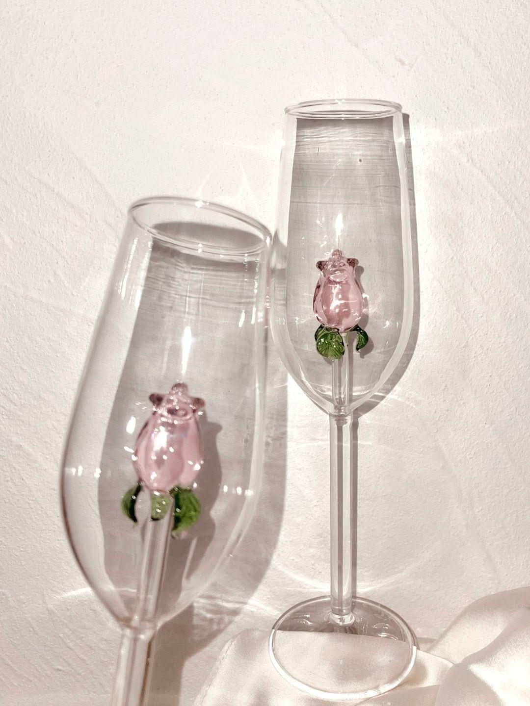 Hjemix | La Vie En Rose | Champagne Glass - Håndlaget