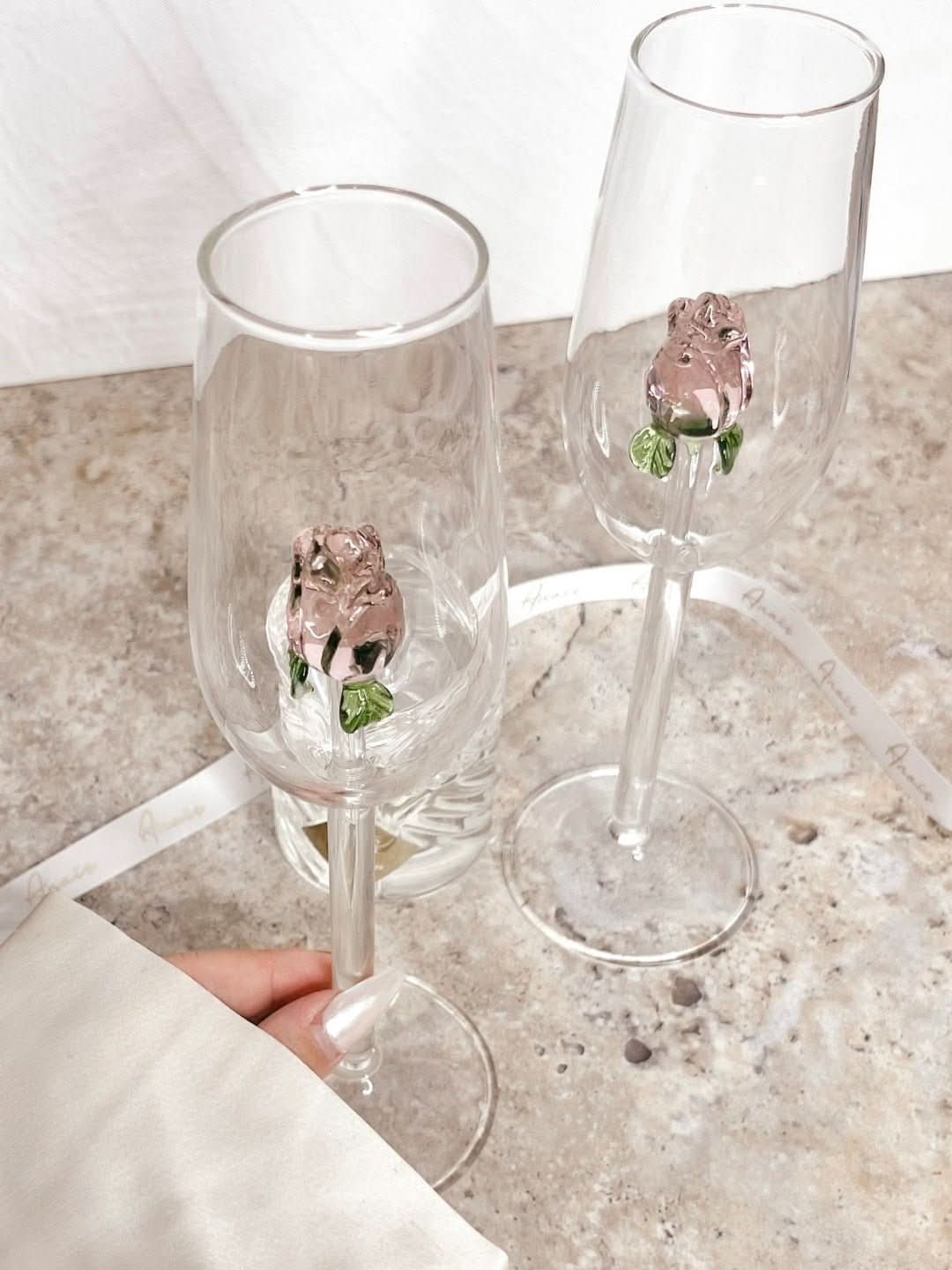 Hjemix | La Vie En Rose | Champagne Glass - Håndlaget