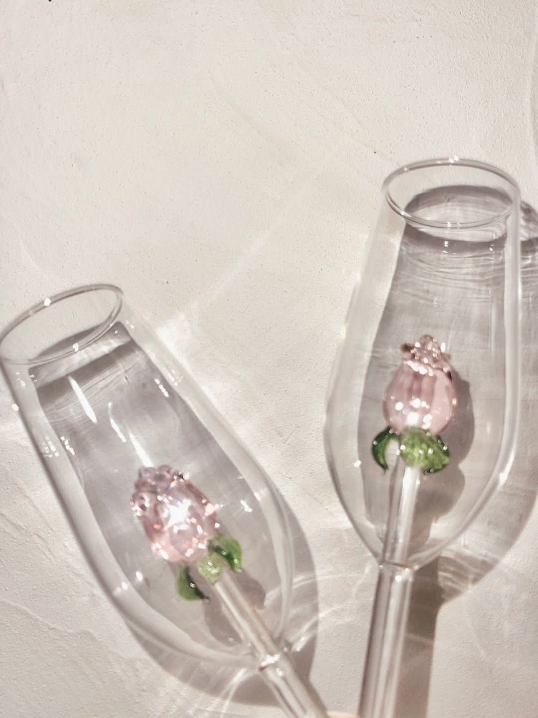 Hjemix | La Vie En Rose | Champagne Glass - Håndlaget
