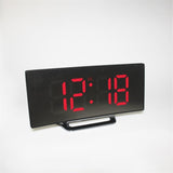 Hjemix | LED Digital Vekkerklokke – Bøyd Speildisplay, Bordklokke med Snusfunksjon, Elektronisk Borddisplay, Soverom og Stueinnredning