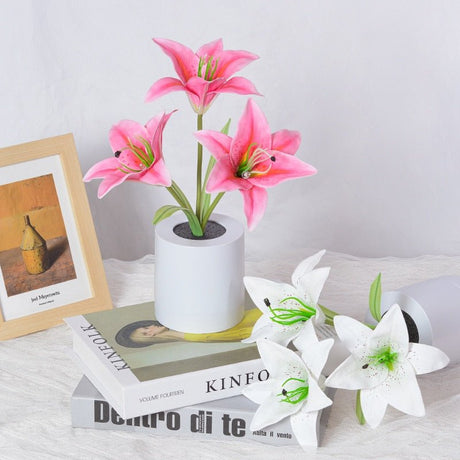 Hjemix | LED Blomster Nattlys Lilje Bord Blomsterlampe