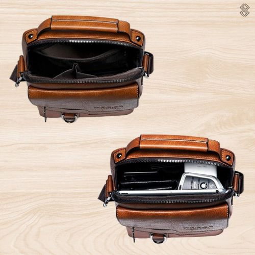 Hjemix | LeatherLux Elegant Skinn Skulderveske | Høy- Kvalitets Design | Praktisk & Stilfull for Hverdag & Kontor