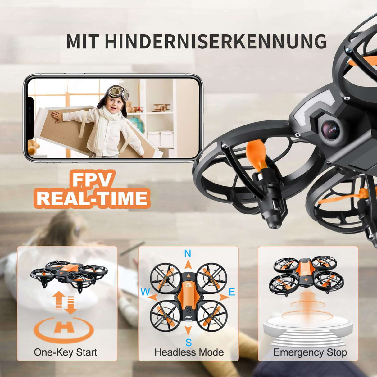 Hjemix | Kamera for Nybegynnere | Flygende RC Quadcopter med Bevegelse og Mobilkontroll