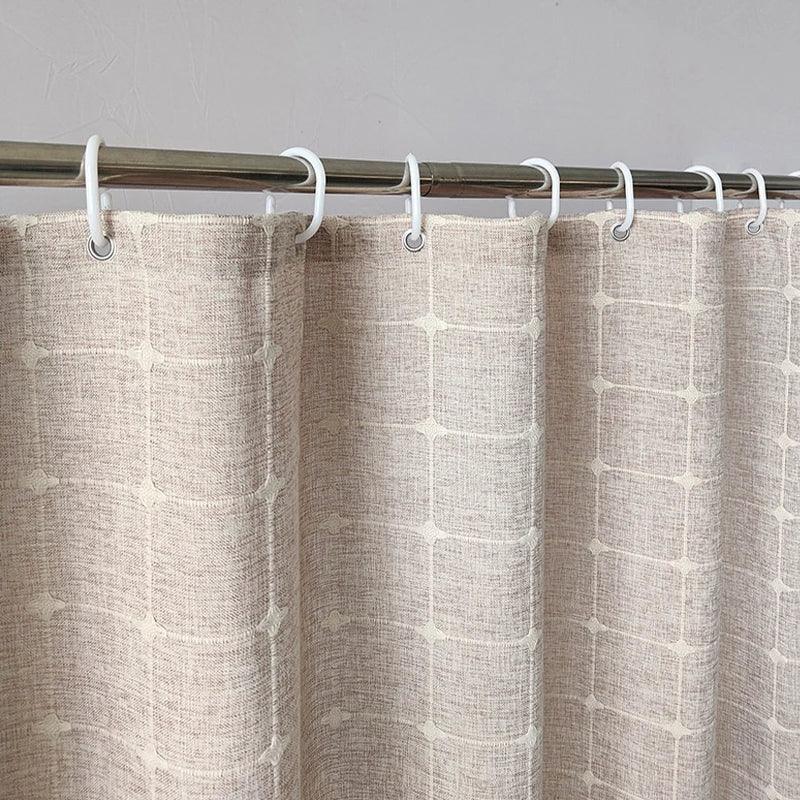 Hjemix | Moderne Jacquard Lin Dusjforheng med Frynser (1 stk) │ For Nordisk Bad Dekorasjon