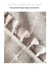 Hjemix | Moderne Jacquard Lin Dusjforheng med Frynser (1 stk) │ For Nordisk Bad Dekorasjon