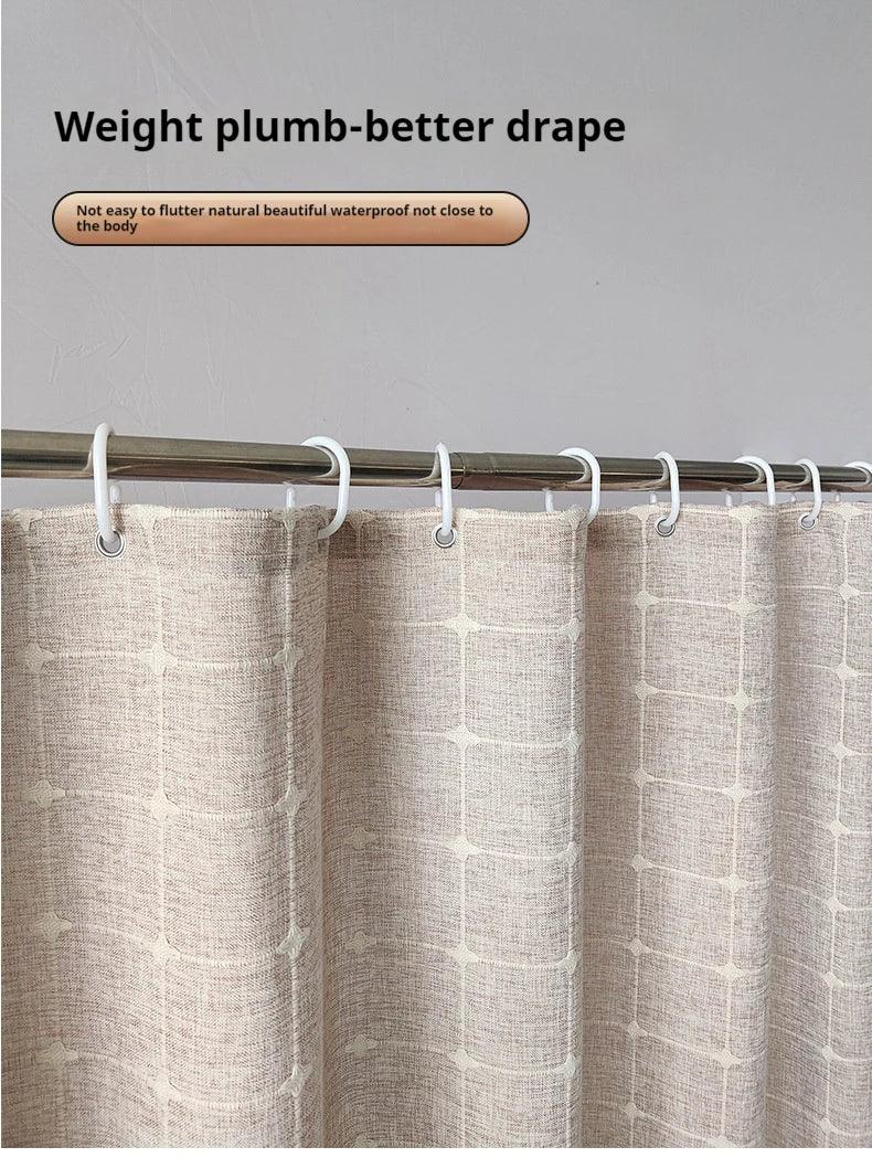 Hjemix | Moderne Jacquard Lin Dusjforheng med Frynser (1 stk) │ For Nordisk Bad Dekorasjon