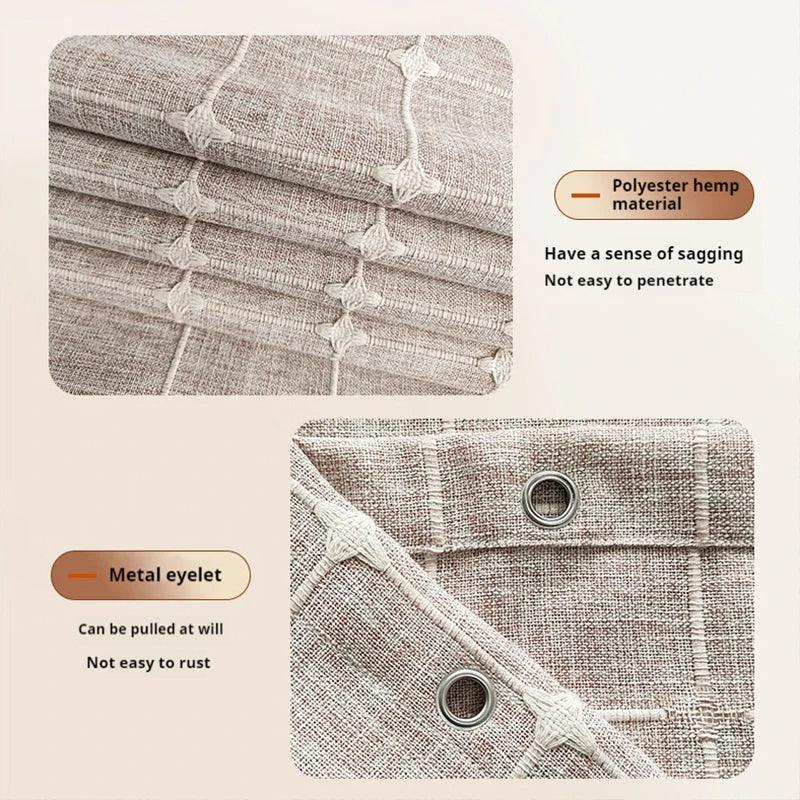 Hjemix | Moderne Jacquard Lin Dusjforheng med Frynser (1 stk) │ For Nordisk Bad Dekorasjon