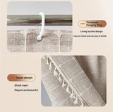 Hjemix | Moderne Jacquard Lin Dusjforheng med Frynser (1 stk) │ For Nordisk Bad Dekorasjon