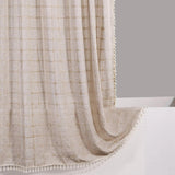 Hjemix | Moderne Jacquard Lin Dusjforheng med Frynser (1 stk) │ For Nordisk Bad Dekorasjon