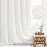 Hjemix | Moderne Jacquard Lin Dusjforheng med Frynser (1 stk) │ For Nordisk Bad Dekorasjon