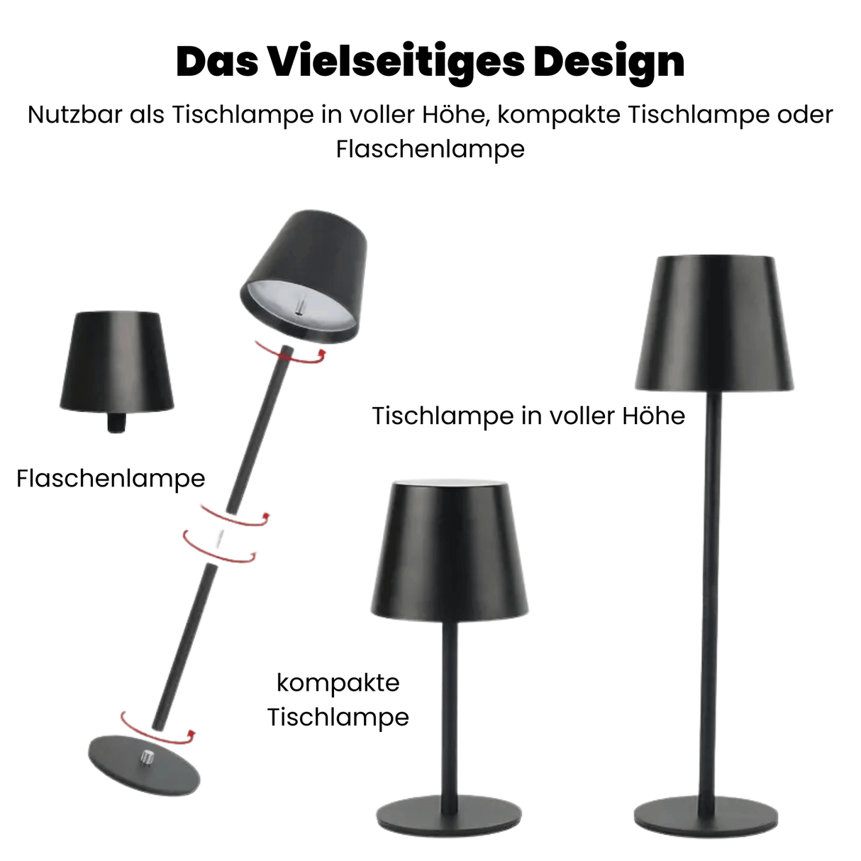Hjemix | LED Bordlampe – Trådløs, Berøringskontroll & Dimmbar Lys