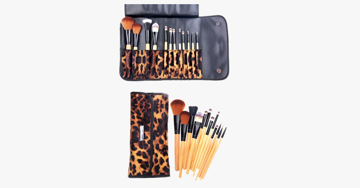 Hjemix | 12-delt leopardhud penselsett