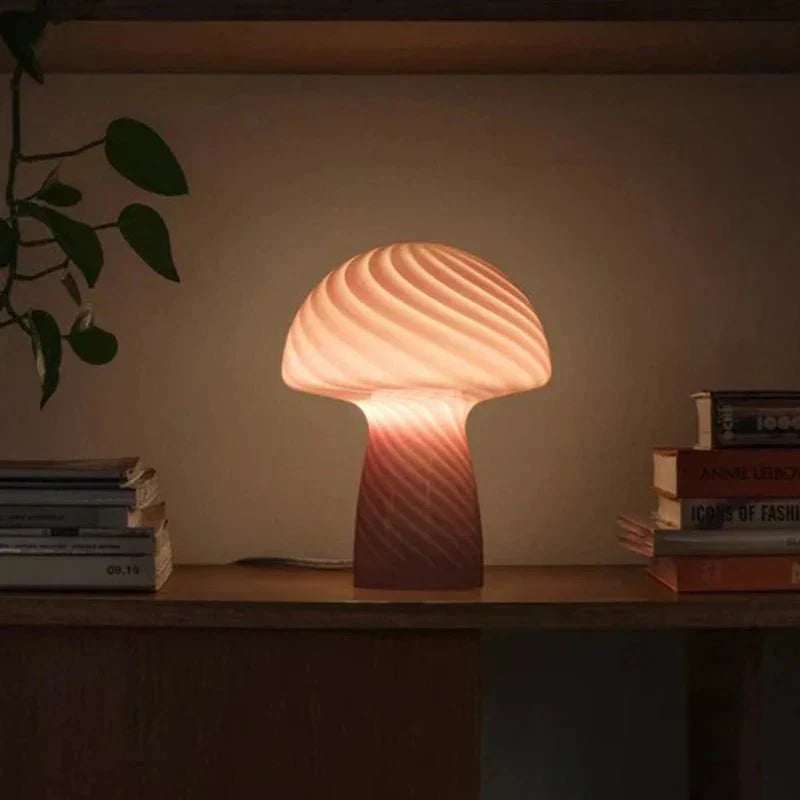 Hjemix | Pastellfarget glass sopp bordlampe