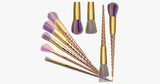 Hjemix | Gullvridd enhorn sminkepenselssett med 5 syntetiske pensler - Gir deg den perfekte sminken!