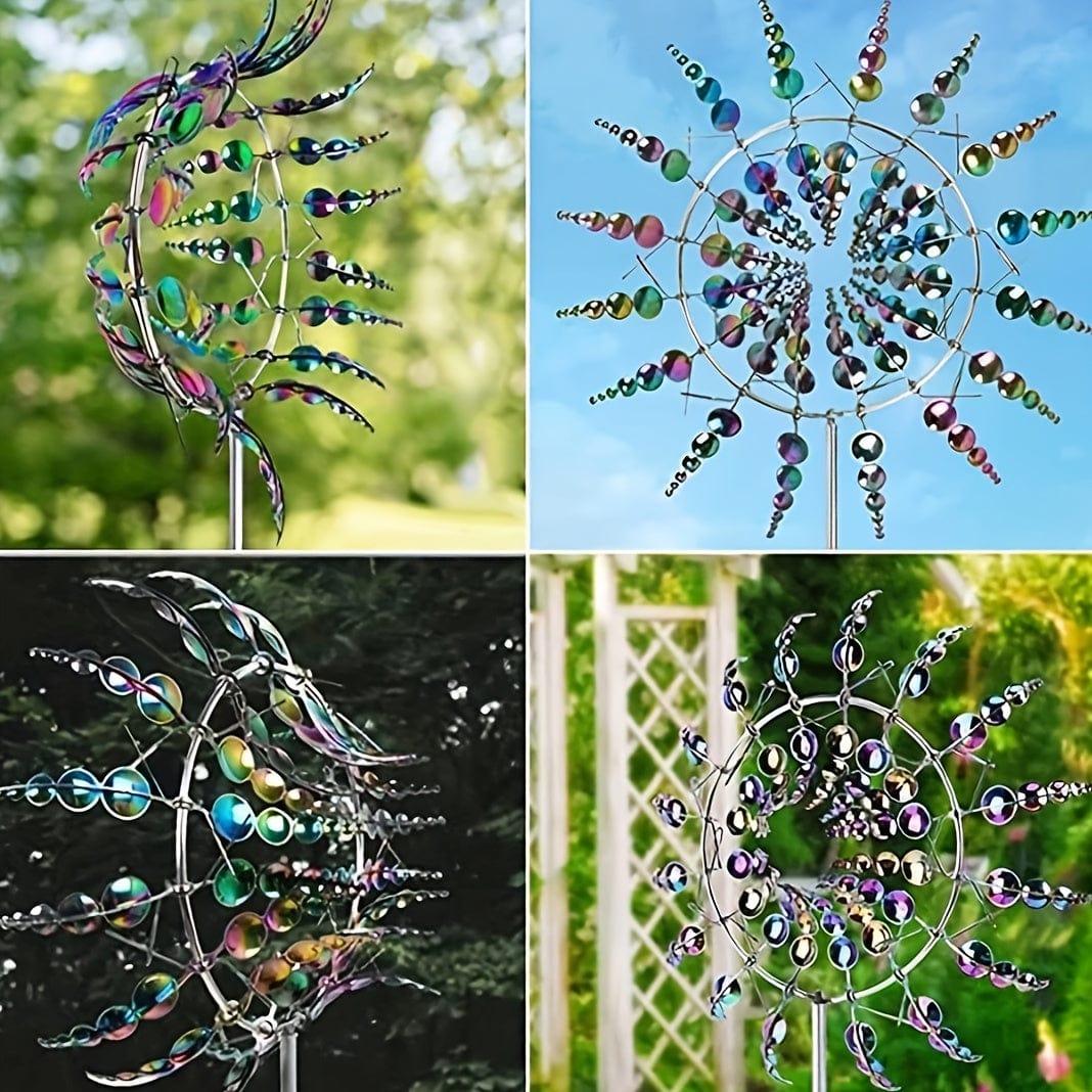 Hjemix | 1 Stykke Magisk Metall Vindmølle, 3D Metall Utendørs Vindsang for Gård og Hage, Unike Metall Kinetiske Vindskulpturer & Vindsang, Vindfanger Metall Utendørs Gress Terrasse Dekorasjon Vindskulptur