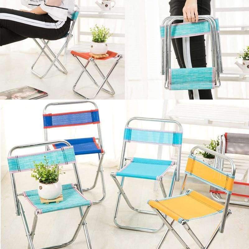 Hjemix | Utendørsstoler Barn Voksne Hagemøbler Strandstol Ultralett Sete Fiskestol Laget av Rustfritt Stål Bærbar Piknikstol