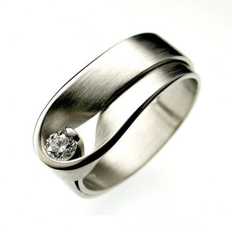 Hjemix | Koreansk Ny Design Enkel Chic Sølvfarge Hvit Zirkon Ring for Damer