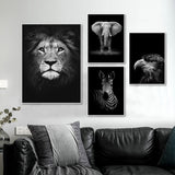 Hjemix | Natur Ville Dyr Afrika Wildlife Svart Hvit - Lerretsveggkunst Maleri