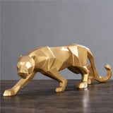 Hjemix | PantheraGeo Geometrisk Skulptur | Moderne Panterfigur | Elegant Dekorasjon for Hjem & Kontor