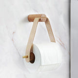 Hjemix | Høy-kvalitets Toalettpapirholder | Eik & Fusk Lær | Minimalistisk Bad Design