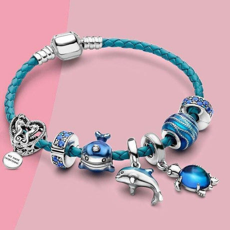 Hjemix | Ocean Breeze Armbånd med Charms i Lær og Sølv - Julia