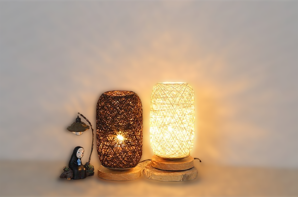 Hjemix | Bordlampe laget av rotangtre