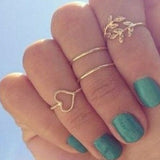 Hjemix | Fashionable Krystall Gullfarget Geometrisk Finger Ring Sett