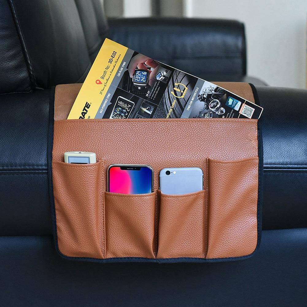 Hjemix | Non-slip 5 lomme lær armlene stol organiser
