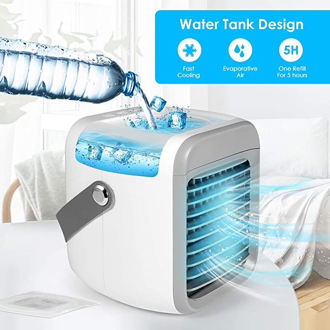 Hjemix | Mini luftkjøler med rask ventilasjon, USB-oppladbar