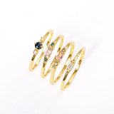 Hjemix | Geometrisk Gullfarge Kombinasjon Runde Zirkon Krystall Ringer Sett