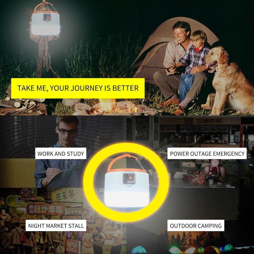 Hjemix | Værbestandig Solcelleoppladbar Camping LED Lampe