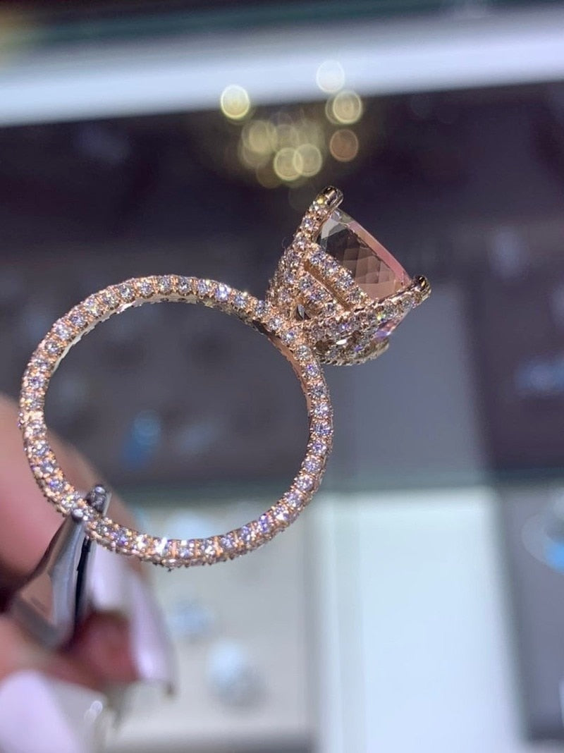 Hjemix | Luksus Motedesign Roségull Fylling Innlagt Zircon Krystall Bryllupsringer