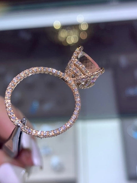 Hjemix | Luksus Motedesign Roségull Fylling Innlagt Zircon Krystall Bryllupsringer