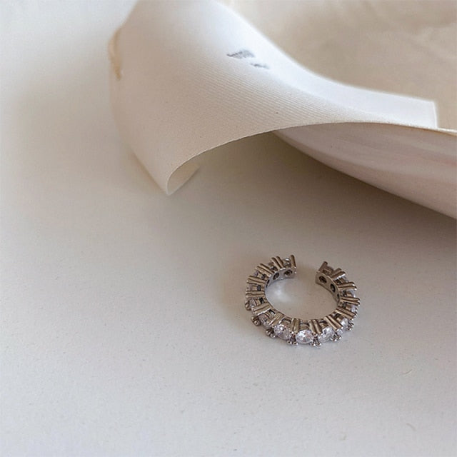 Hjemix | Gull Sølv Farge Full CZ Krystall Øreklips Øredobber